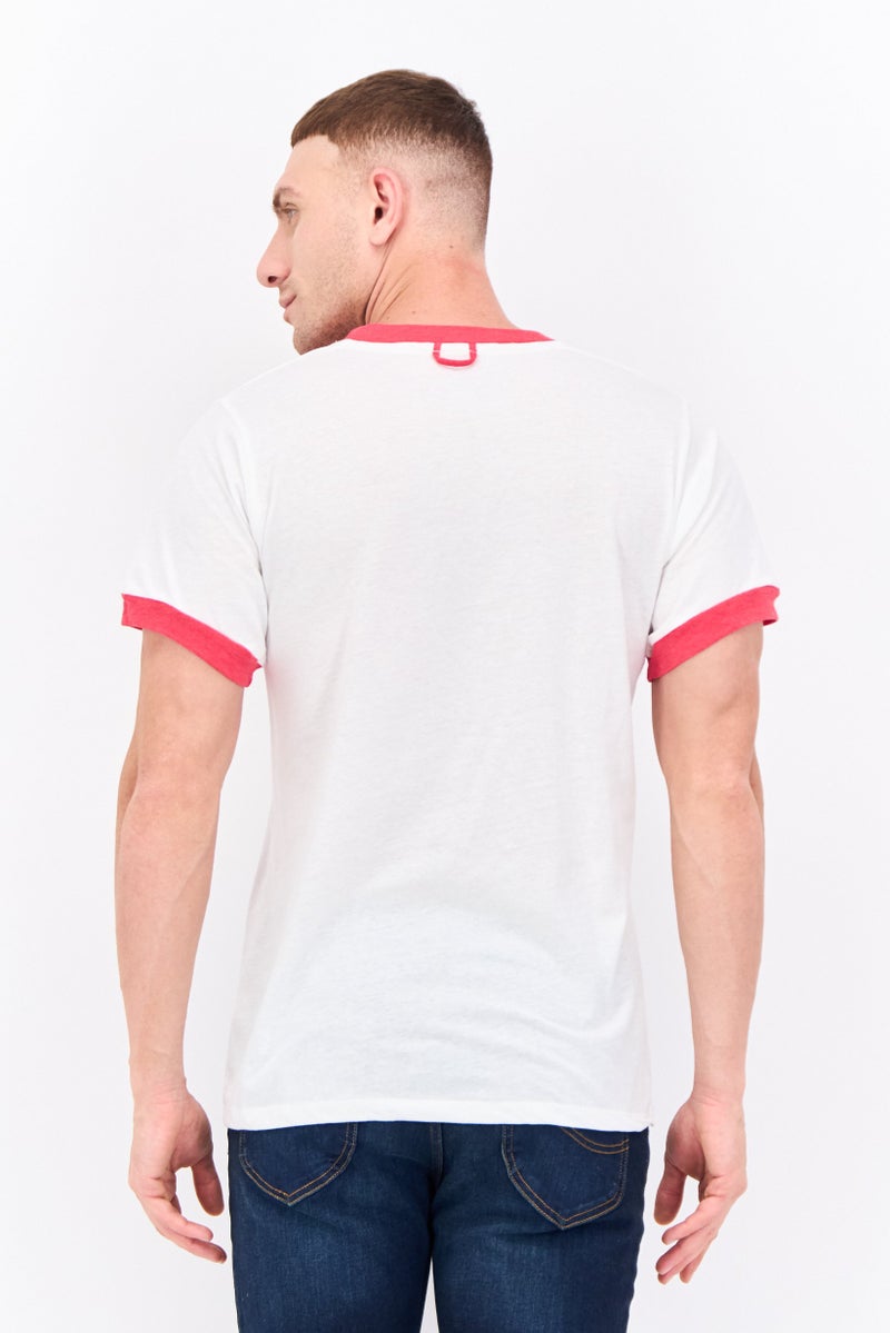 Feat Men Crew Neck Short Sleeve Graphic Print T-Shirts, White - Image 3