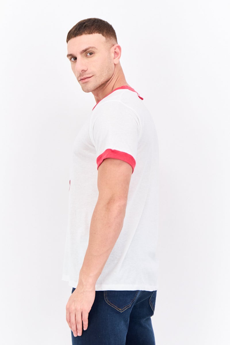 Feat Men Crew Neck Short Sleeve Graphic Print T-Shirts, White - Image 2