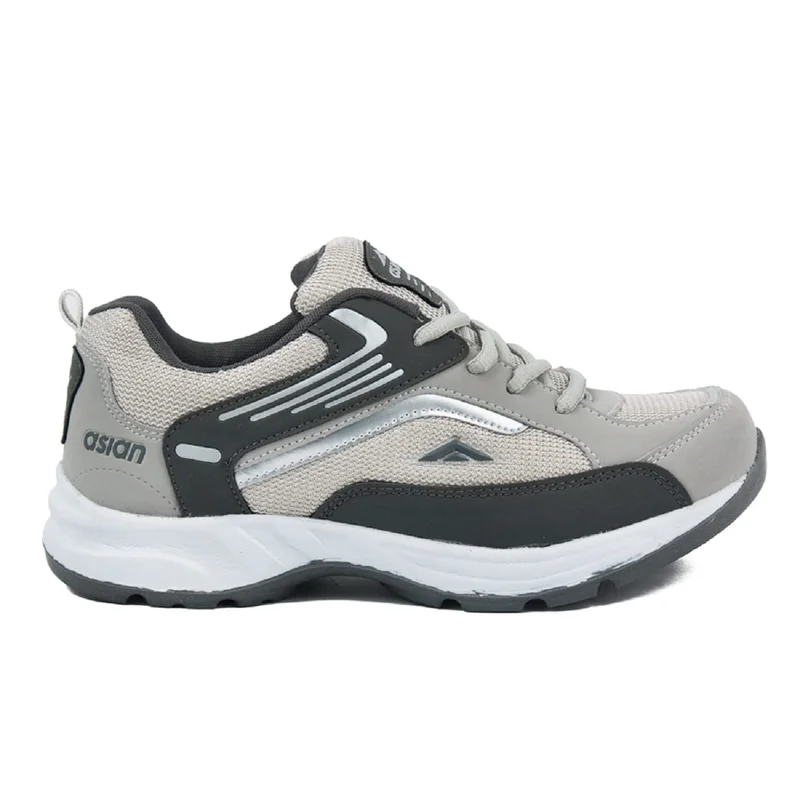 أسيان Grey Lace Up Running Shoes for Men
