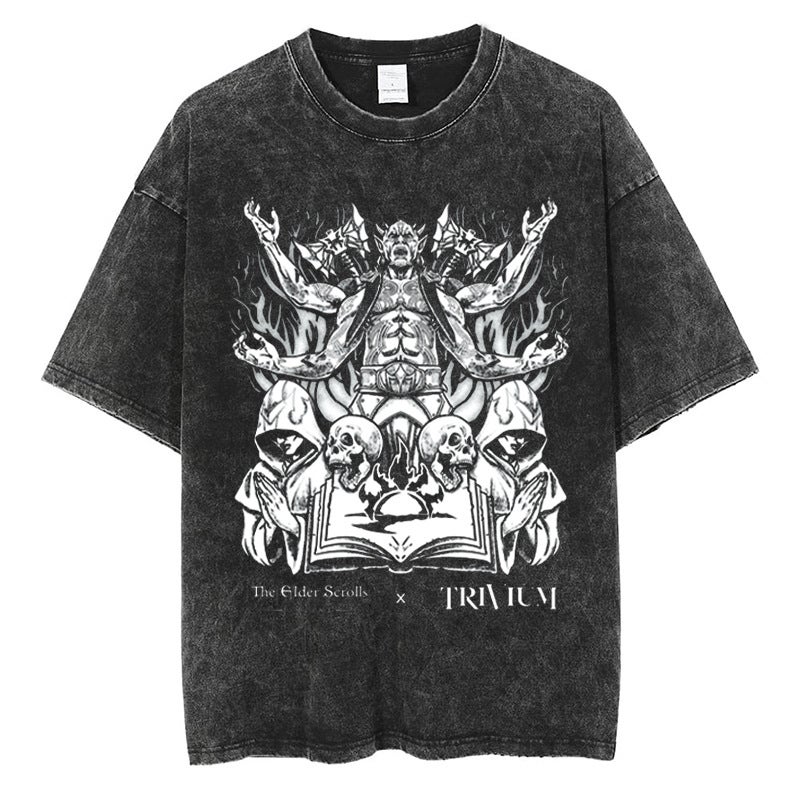 Rock Trivium High Street Fashion Unisex Hip Hop Cotton Retro Tee L129-Black