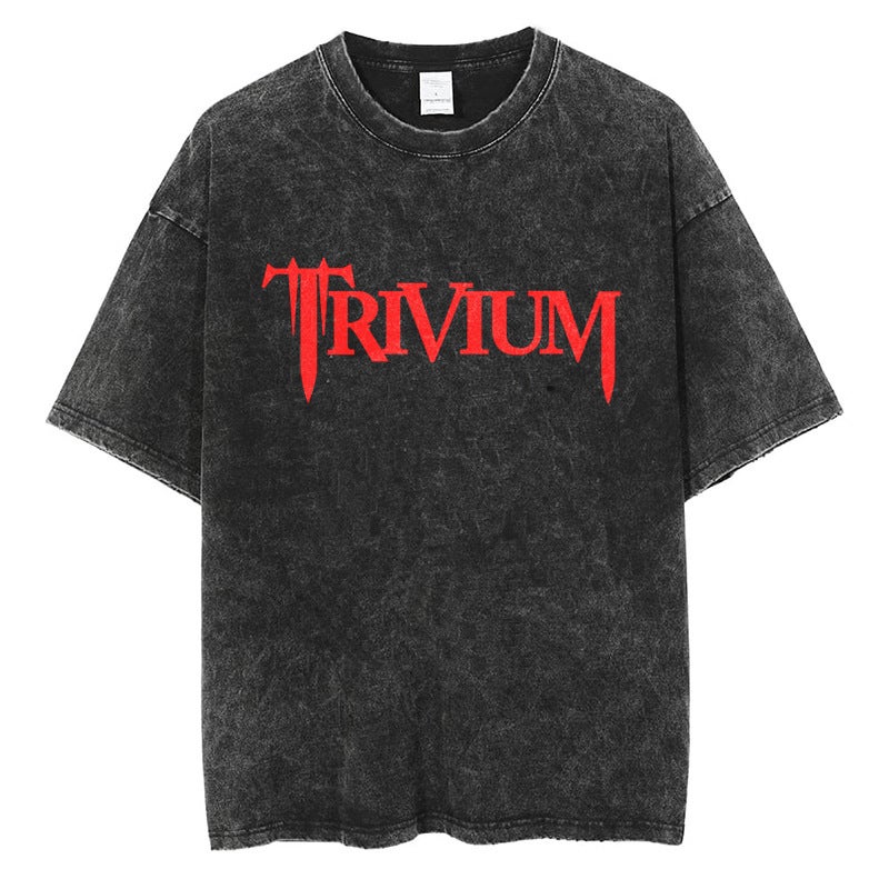 Rock Trivium High Street Fashion Unisex Hip Hop Cotton Retro Tee L129-Black