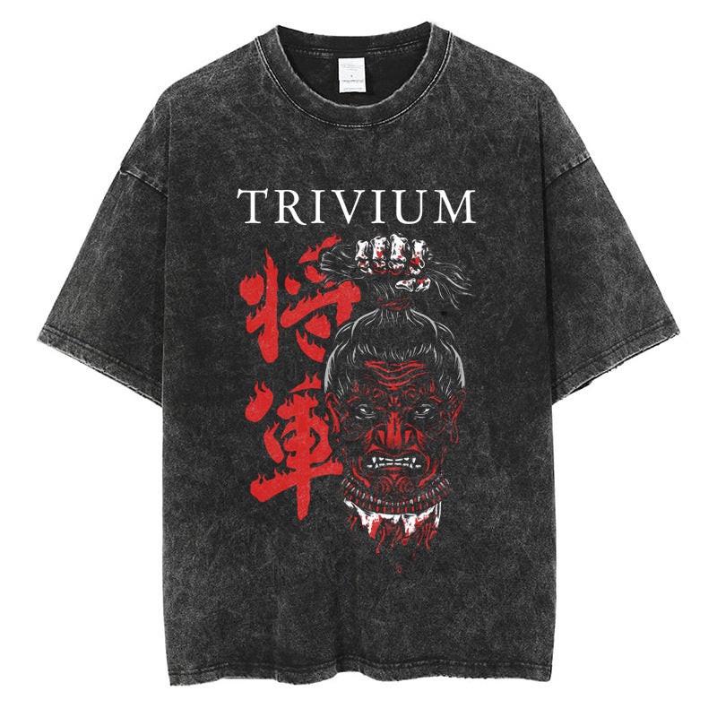 Rock Trivium High Street Fashion Unisex Hip Hop Cotton Retro Tee L129-Black