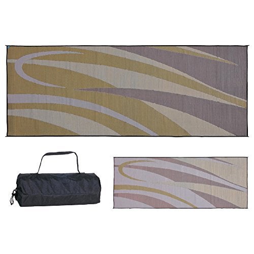 Stylish Camping Ming's Mark GC7 Stylish Camping Reversible Graphic Patio Mat - 8' x 20', Brown/Gold - Image 1