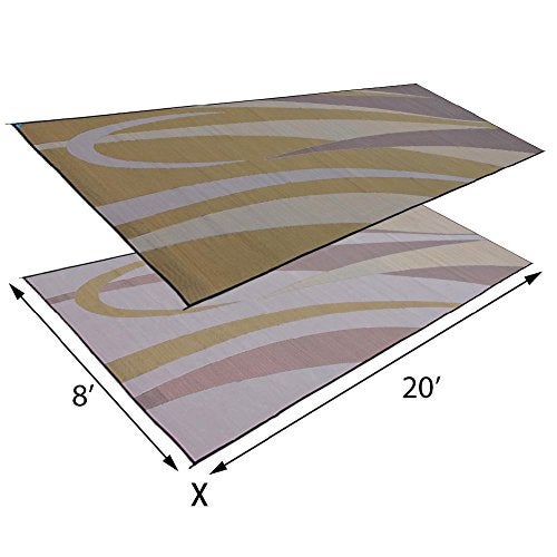 Stylish Camping Ming's Mark GC7 Stylish Camping Reversible Graphic Patio Mat - 8' x 20', Brown/Gold - Image 2