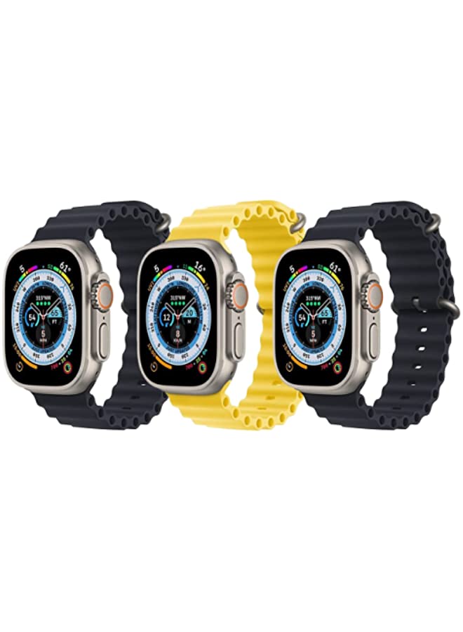 IAF Silicone Ocean Band Strap for Apple Watch 38/40/41mm Black/Yellow/Black Set of 3