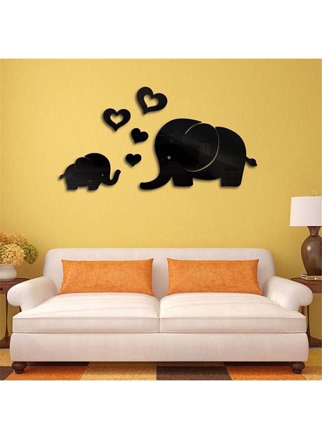 شاربدو ملصق جداري قابل للإزالة على شكل مرآة أسود Elephant 17x29 Small elephant 17x29سم - Image 2