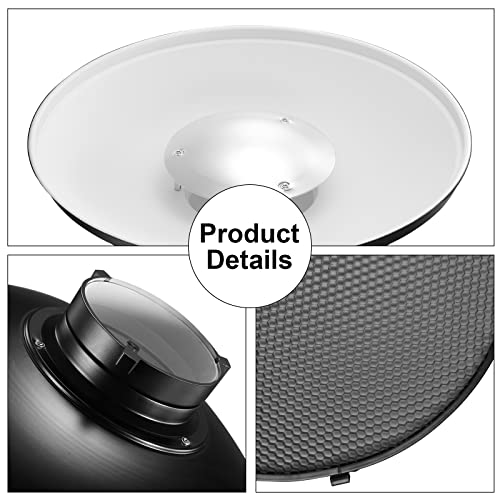 Soonpho 21 inch/55cm Standard Reflector Beauty Dish with Honeycomb Grid, Diffuser Sock and Bag,for Bowens Mount Studio Strobe Flash Light Like Neewer VC-400HS VE-300 Godox AD200 AD180 AD360(White) - Image 5