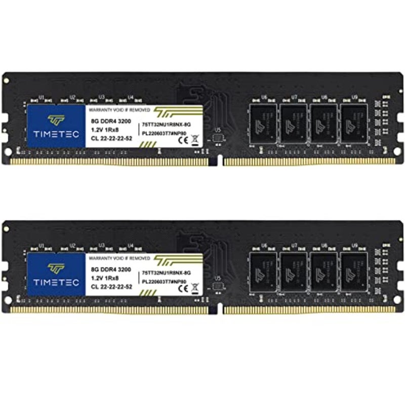 مجموعة 16 جيجابايت 2 × 8 جيجابايت DDR4 3200 ميجاهرتز (PC4-3200AA) PC4-25600 UDIMM ذاكرة وصول عشوائي مكتبية 288 دبوس 1.2 فولت CL22 ترقية وحدة ذاكرة DIMM غير مخزنة بنظام ECC - Image 1