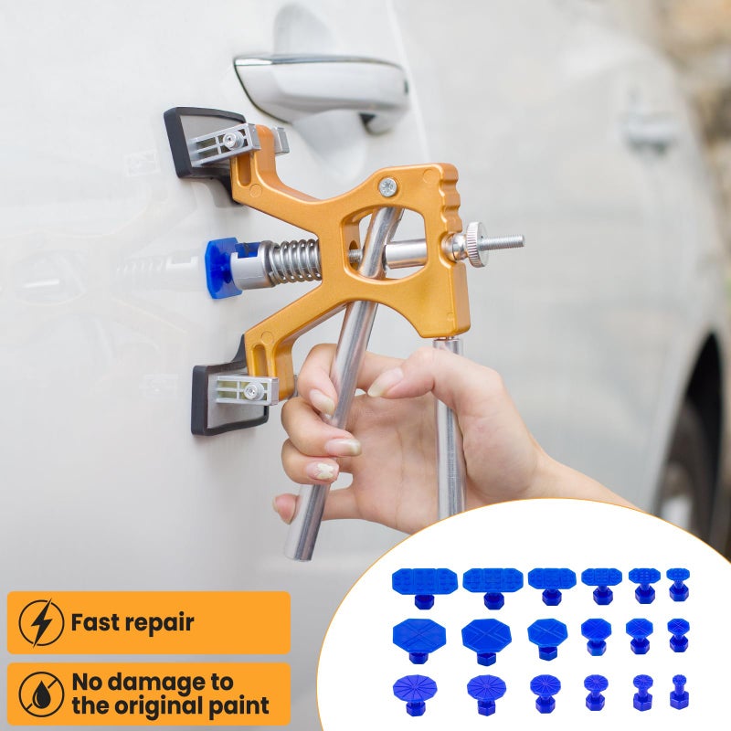 Sigoobal Car Dent Puller Kit, 135pcs Paintless Dent Removal Kit, Car Dent Repair Kit with Golden Lifter, Bridge Puller, Slide Hammer 2 in 1 T-Bar, Dent Puller for Car Refrigerator Door Ding Repair - Image 5