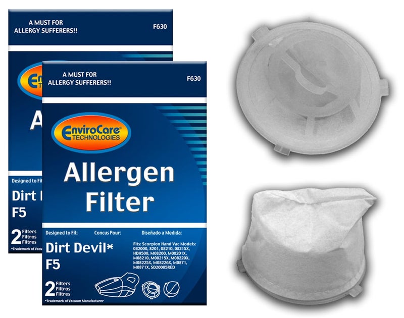 Envirocare Premium Replacement Vacuum Cleaner Filters made to fit Dirt Devil F5 Dirt Devil Scorpion Hand Vacs Models 08200 8201 08210 08215x 4 Filters