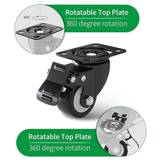 KERFORA 4Pack 2Inch HeavyDuty Swivel Caster Wheels Soft Rubber Wheels with 360Degree Rotation for Easy Movement - Image 3