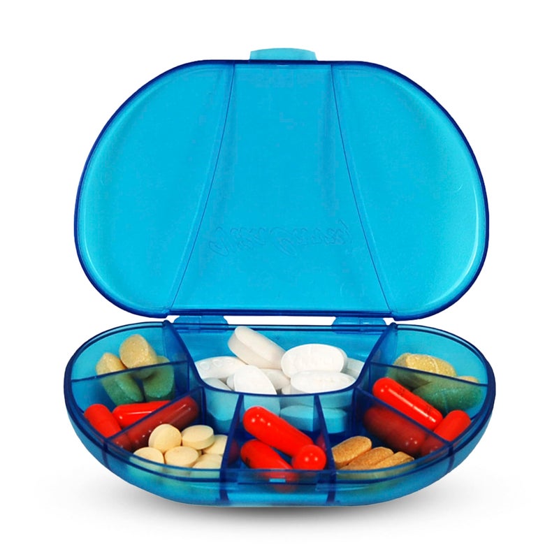 Multiday Vitacarry 8 Compartment Pill Box Holds up to 60 Pills Actual Size 45w X 30d X 93h Blue