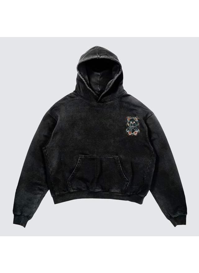 Generic - New Hiphop Green Zip Hoodie Men Urban Harajuku Anime Print Long Sleeve 32 Black Washed Old Hoodie - Image 1