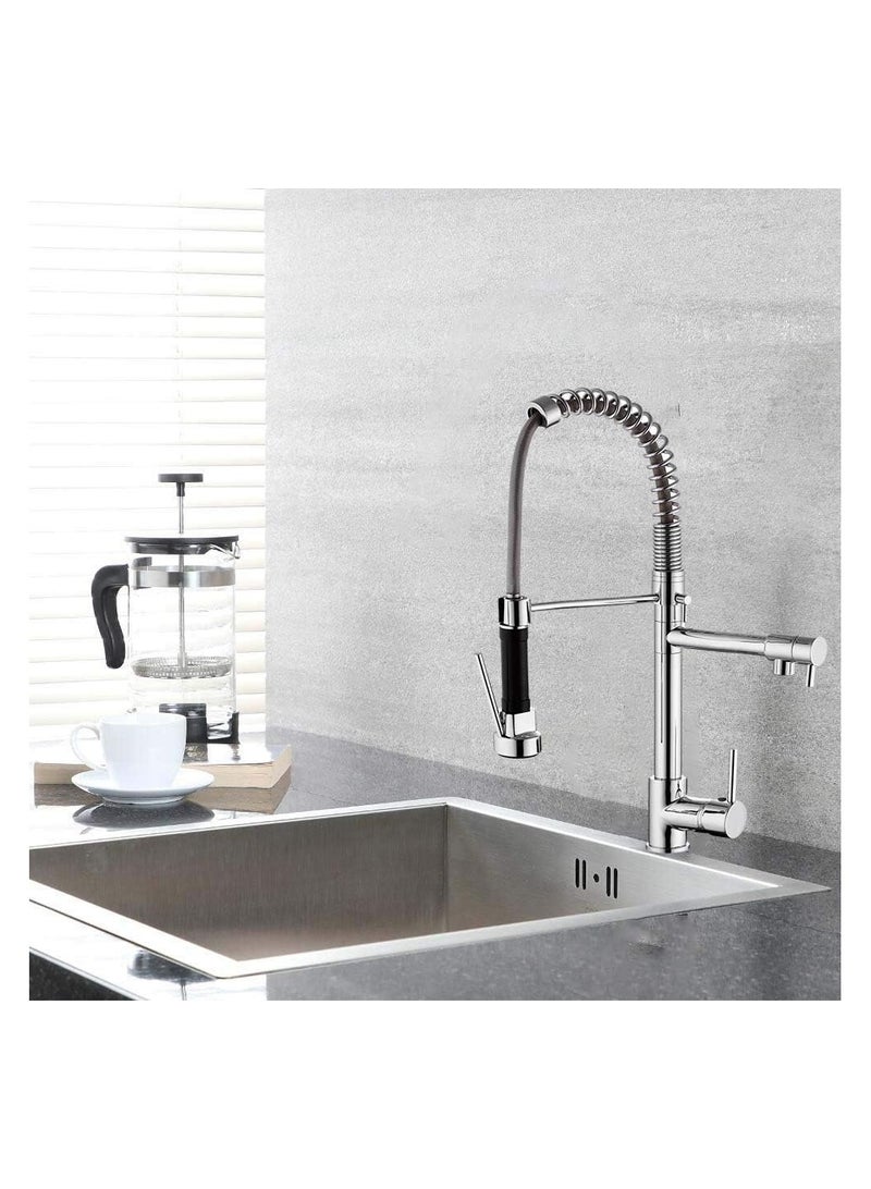 HESANIT Kitchen Faucet Deck Mounted Mixer With Pull Out Sprayer Stainless Steel Brushed - 6800-1SSB - Image 2