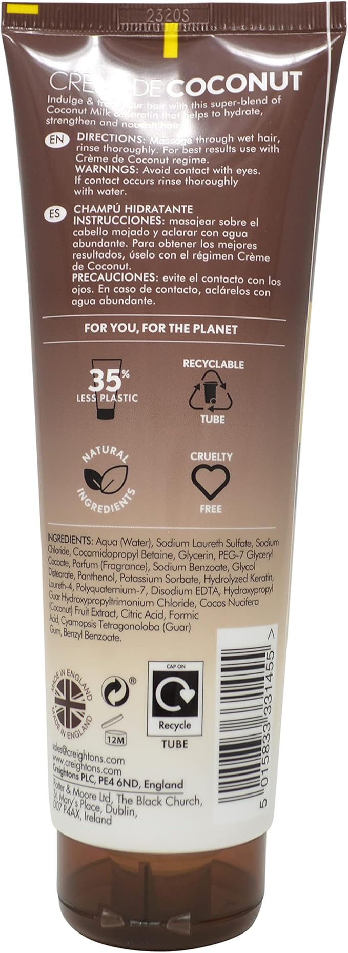 Creightons Crme de Coconut Keratin Moisturising Shampoo 250ml beautifully blended with Coconut Milk Keratin Hydrate nourish indulge Pack of 2 - Image 2