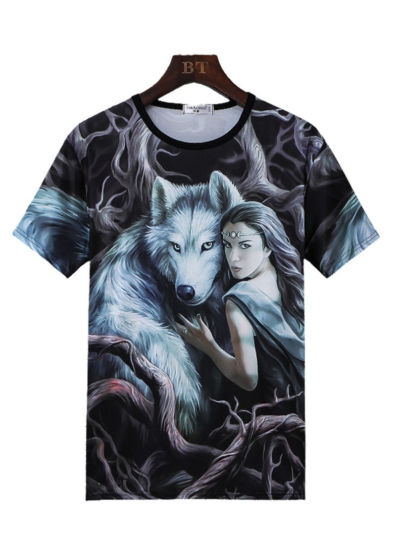 3D new personalized printing summer short-sleeved T-shirt men's trendy casual half-sleeved round neck top T-shirt - Image 1