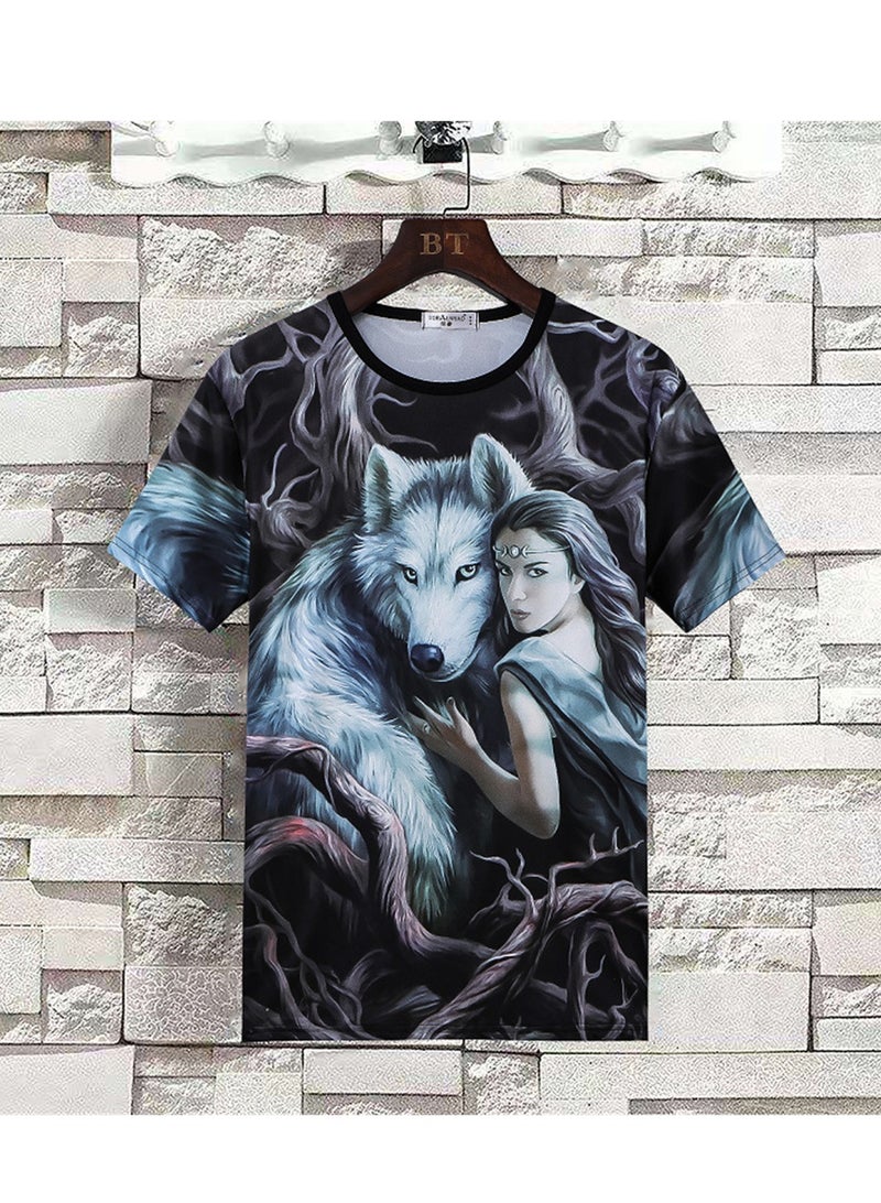 3D new personalized printing summer short-sleeved T-shirt men's trendy casual half-sleeved round neck top T-shirt - Image 2