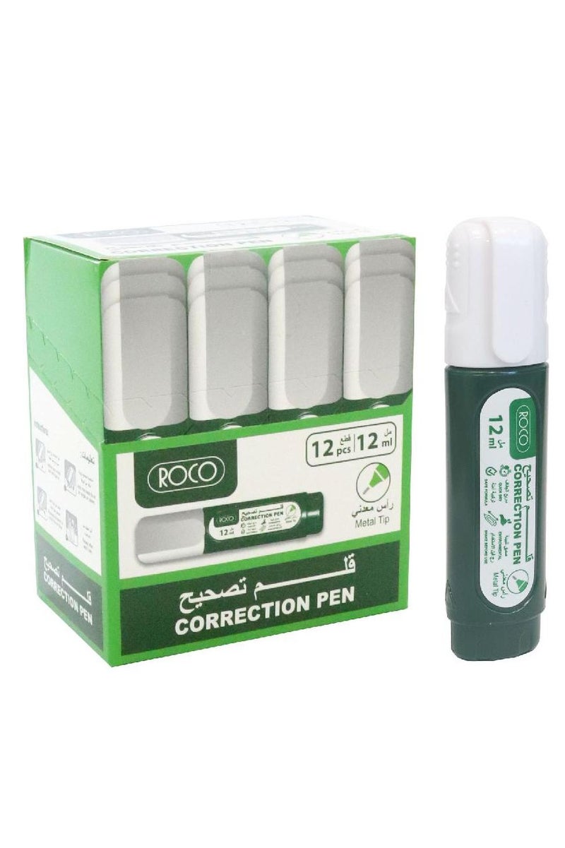 ROCO Correction Pen 1 mm Metal Frame Round Tip White 
