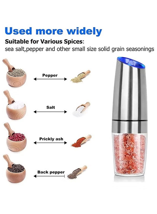 Electric Gravity Pepper and Salt Grinder,With Adjustable Coarseness, Adjustable Coarseness LED light, Battery Powered, Refillable Automatic One-Hand Operated - Image 4