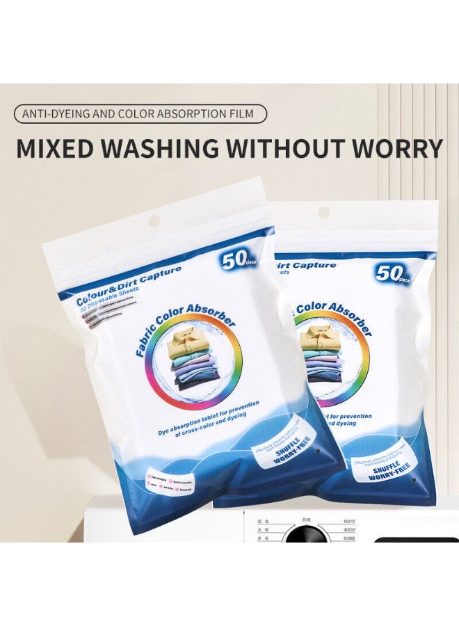 Alayjah,50 Sheets Color Catcher Laundry Sheets,Pack of 2, Prevent Color Bleeding, Protect Clothes During Washing 10200190 - Image 2
