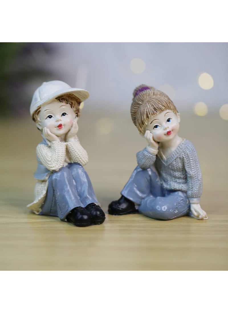 Wonderland Wonderland Thinking About Dreams Girl and Boy Figurine  - Image 1