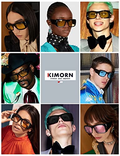 kimorn Sunglasses for Women Men Trendy Retro Fashion Sun Glasses 90’s Vintage Y2K Oversize Square Frame Shades K1337 (Black Pink) - Image 2