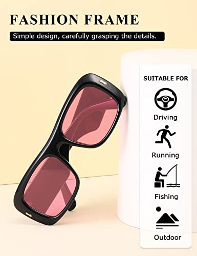 kimorn Sunglasses for Women Men Trendy Retro Fashion Sun Glasses 90’s Vintage Y2K Oversize Square Frame Shades K1337 (Black Pink) - Image 3