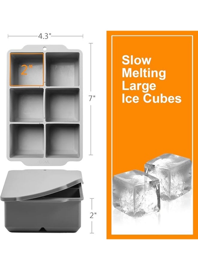 Large Ice Cube Tray with Lid Stackable Big Silicone Square Ice Cube Mold for Whiskey Cocktails Bourbon Soups Frozen Treats Easy Release BPA Free - Image 3