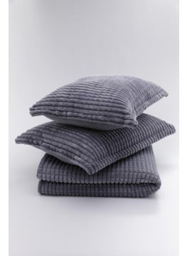 MERINOS Modern Line 3 Piece Blanket Set - Anthracite  - Image 3