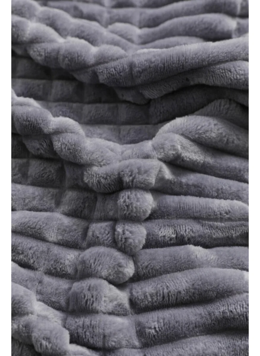 MERINOS Modern Line 3 Piece Blanket Set - Anthracite