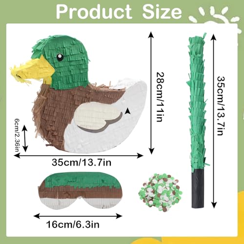 Timisea Duck Pinata SetCute Duck with Piata Stick Blindfold Gender Reveal Confetti Party Decorations Animal Piata for Holiday Celebration Valentines 14 11 inch - Image 5