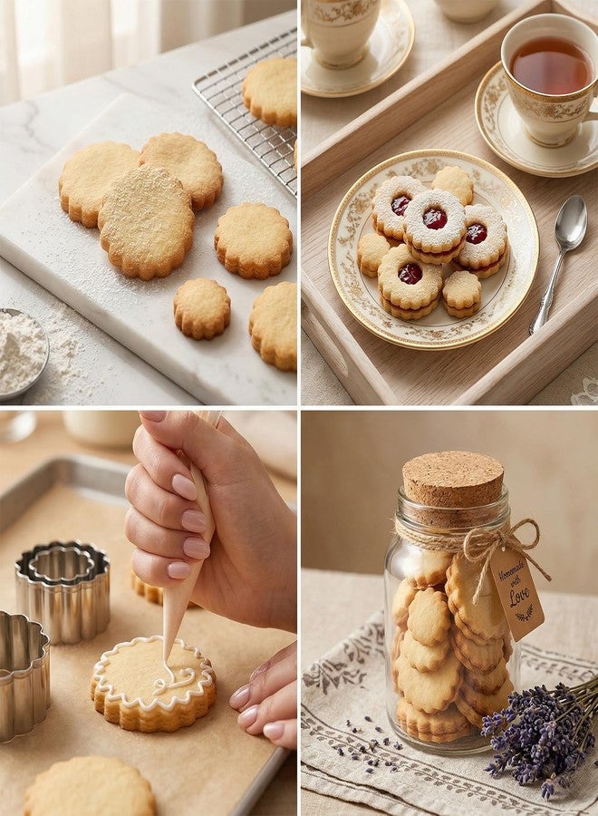 Psiriol 5 Piece Fluted Round Cookie Cutter Set, Circle Shaped Geometric Circle Cookie Cutter for Kitchen Baking, Donut Cutter Ring Scalloped Edge Wavy, Stainless Steel, (1.6", 2", 2.4", 2.8", 3.1") - Image 5