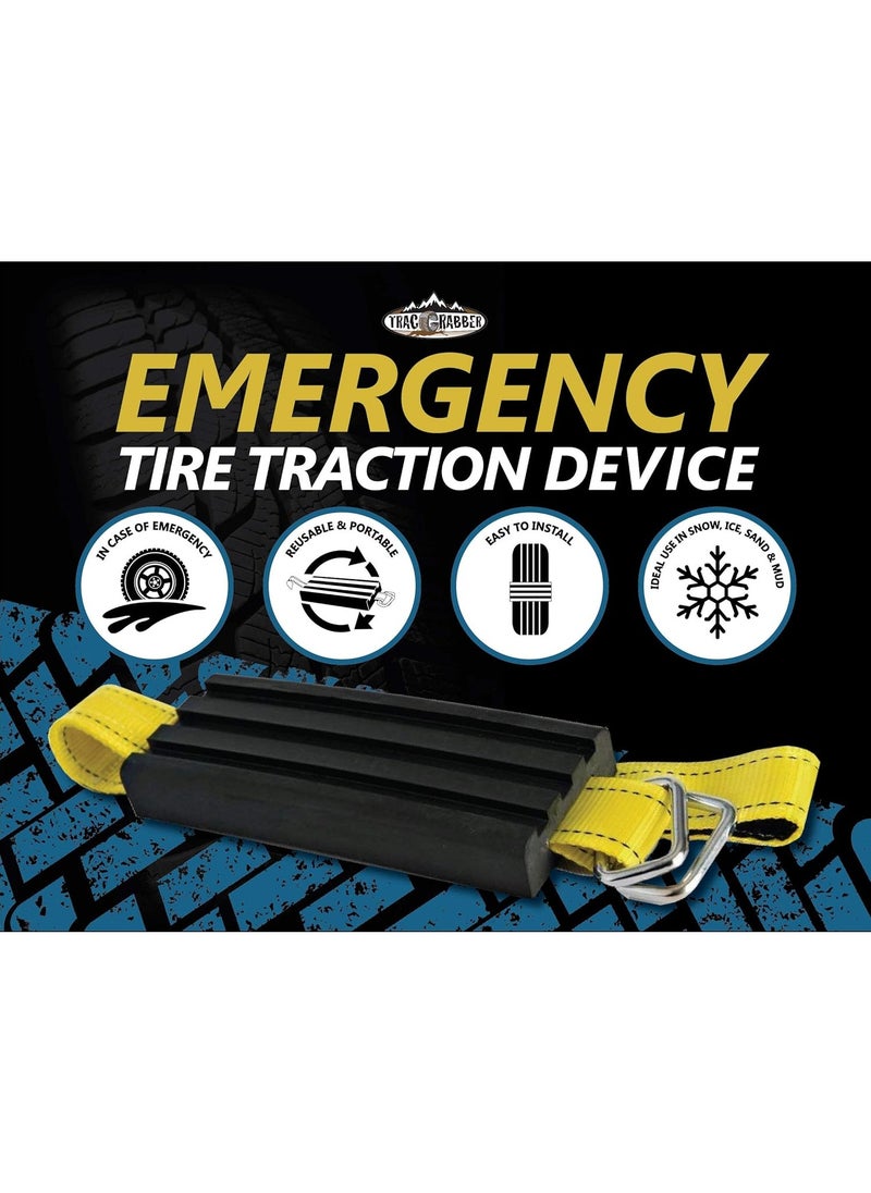 SNW - Tire Traction Device for Cars & Small SUVs, Set of 2 - Made in the USA, Anti Skid Emergency Tire Straps to Get Unstuck from Snow, Mud, & Sand - Snow Traction Mat or Tire Chain Alternative - Image 1