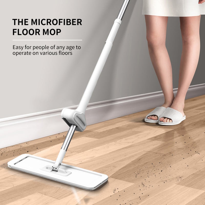 Self-Wringing Floor Mop 360 Rotate Head Reusable Microfiber Pad - Lightweight Design for Home Vinyl Hardwood Tile Laminate Floors - Image 2