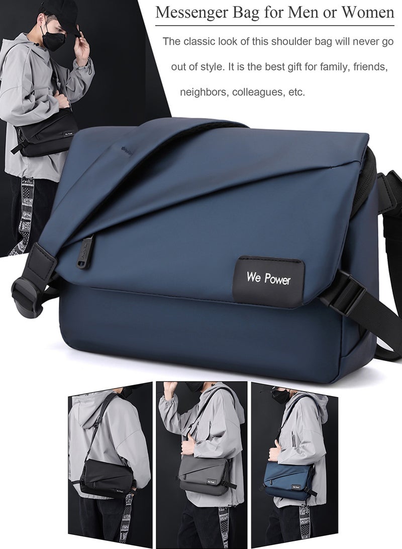 Qiccijoo Messenger Bag Crossbody Bag for Men or Women Casual Shoulder Bag Sling Bag Travel Bag for Business Office School Satchel Bags Work Bag Handbag Purse(Blue) - Image 4