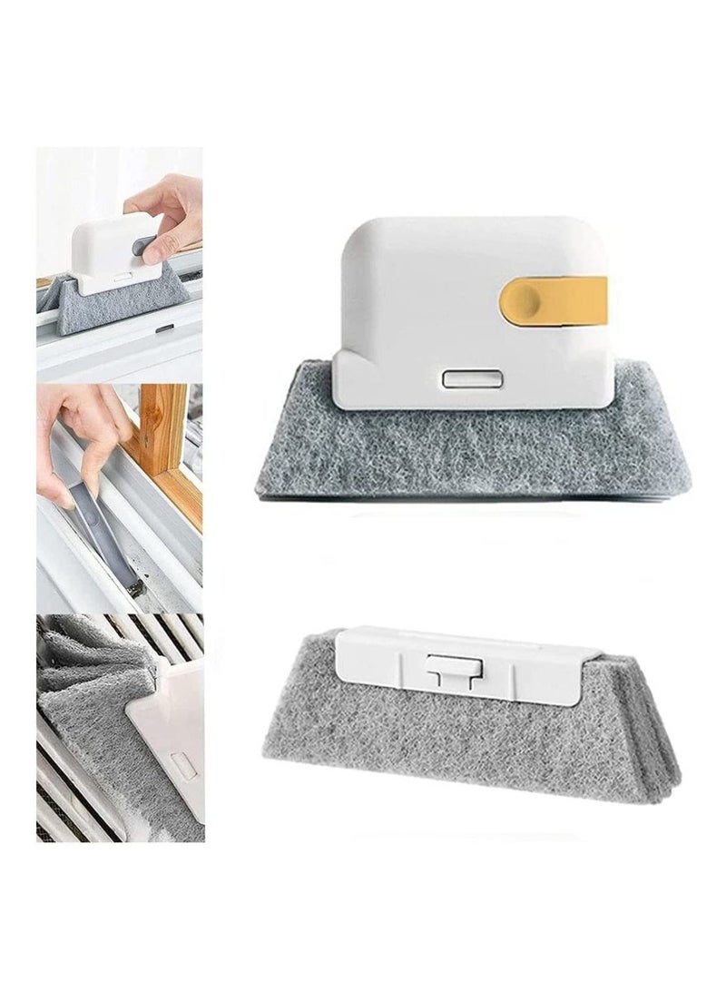 2-in-1 Groove Cleaning Tool Creative Window Groove Cleaning Cloth,Hand-held Crevice Cleaner Tools,Magic Window Track Cleaner,Window Groove Cleaning Brush (Grey) - Image 1