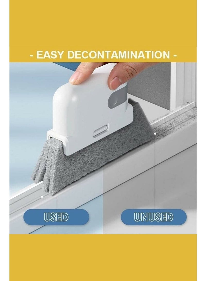 2-in-1 Groove Cleaning Tool Creative Window Groove Cleaning Cloth,Hand-held Crevice Cleaner Tools,Magic Window Track Cleaner,Window Groove Cleaning Brush (Grey) - Image 3