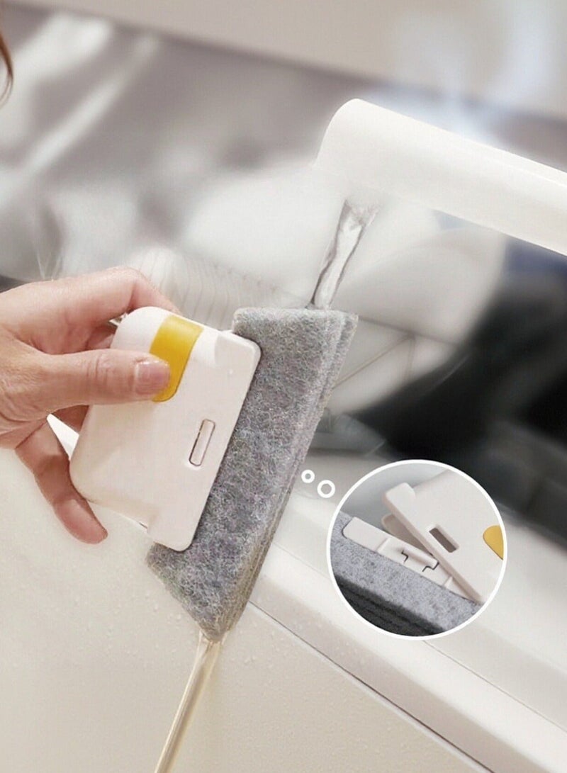 2-in-1 Groove Cleaning Tool Creative Window Groove Cleaning Cloth,Hand-held Crevice Cleaner Tools,Magic Window Track Cleaner,Window Groove Cleaning Brush (Grey) - Image 2