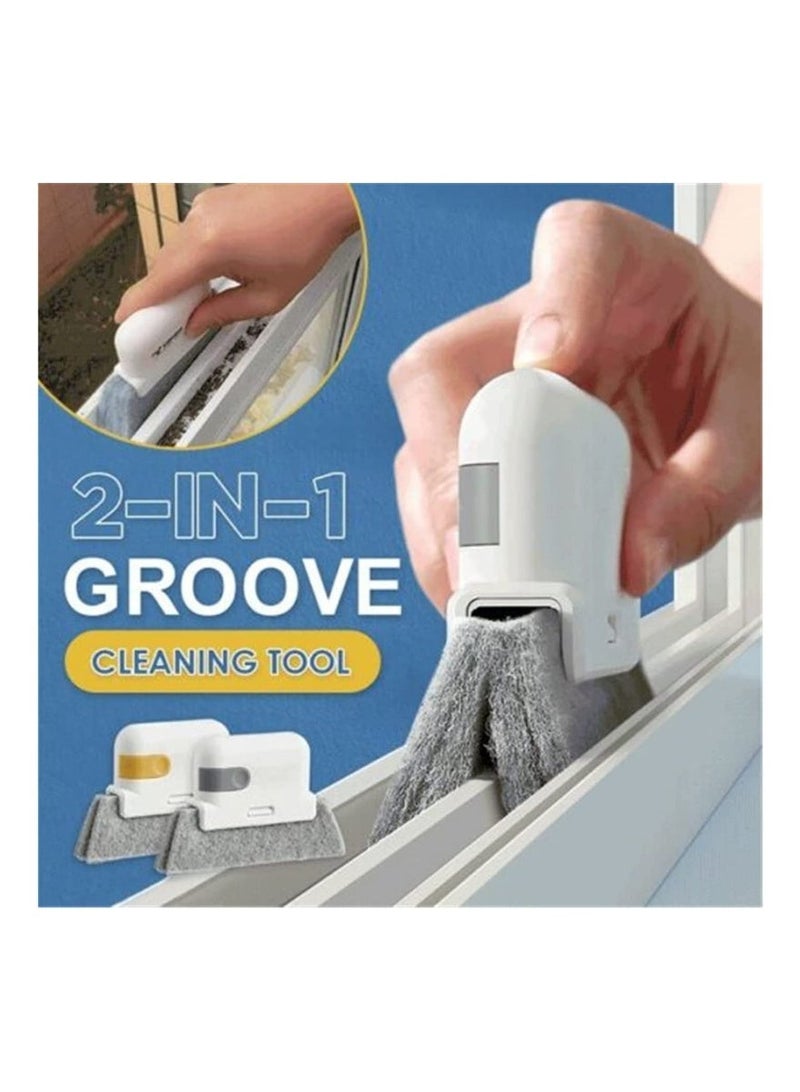 2-in-1 Groove Cleaning Tool Creative Window Groove Cleaning Cloth,Hand-held Crevice Cleaner Tools,Magic Window Track Cleaner,Window Groove Cleaning Brush (Grey) - Image 4