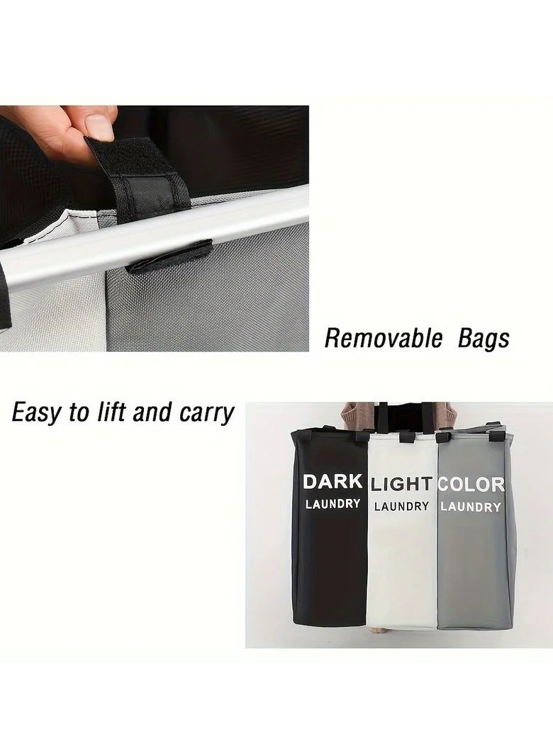 1 large three-layer laundry basket, gallon foldable basket/sorter with waterproof Oxford ba - Image 3