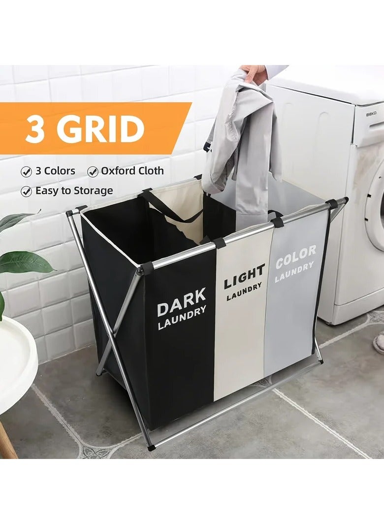 1 large three-layer laundry basket, gallon foldable basket/sorter with waterproof Oxford ba - Image 2