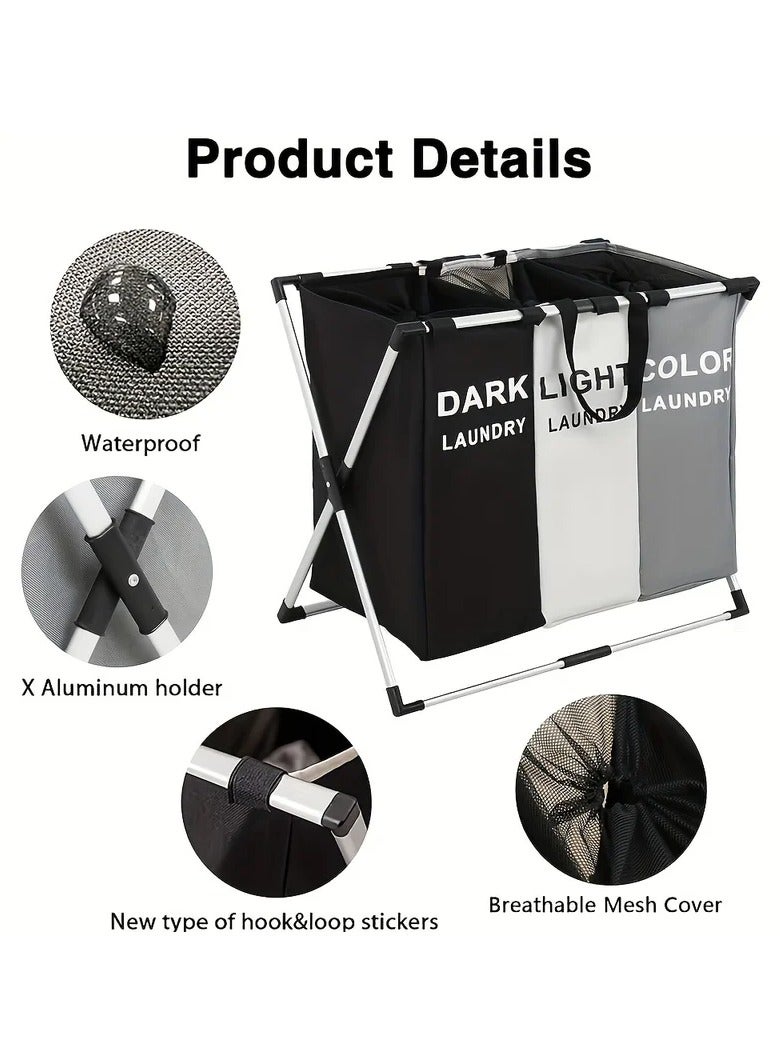 1 large three-layer laundry basket, gallon foldable basket/sorter with waterproof Oxford ba - Image 5