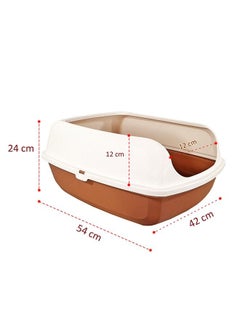 MAJIBAO Cat Litter Toilet, Large Cat Litter Box with Plastic Scoop, Open from the Top, Easy Clean, Covered with Side Walls, Indoor & Outdoor, Chocolate  Color, Large Size, 54 Cm Length  - Image 2