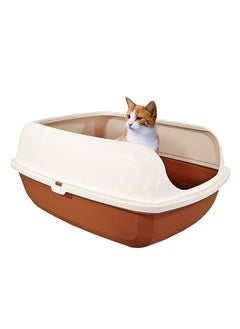 MAJIBAO Cat Litter Toilet, Large Cat Litter Box with Plastic Scoop, Open from the Top, Easy Clean, Covered with Side Walls, Indoor & Outdoor, Chocolate  Color, Large Size, 54 Cm Length  - Image 1