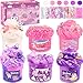 Rowecvce 6 Pack Pink Purple Slime kit for Kids Cloud Butter Clear Slimes Cute Animal Theme Party Favors Sensory Toys for Kids Girls Boys Ages 412 Goodie Bag Stuffers Birthday Gift Ideas Cute Stuff - Image 2