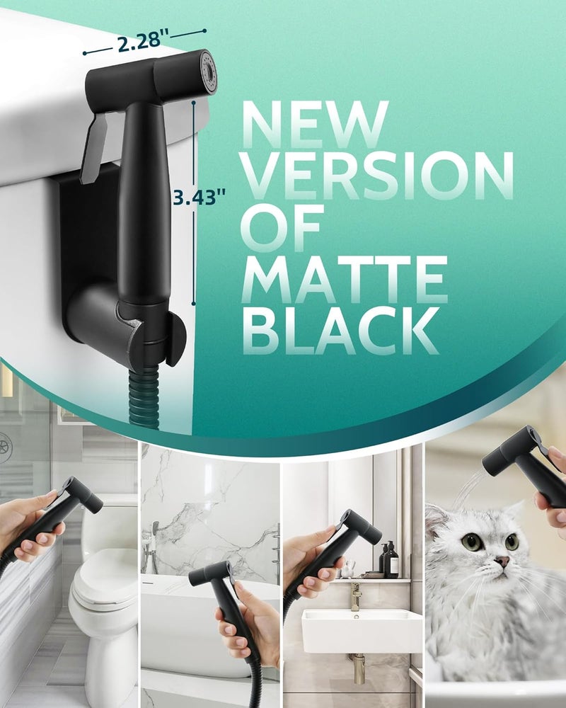 LUFEIDRA Handheld Toilet Bidet Sprayer for Toilet-Adjustable Water Pressure Control with Bidet Hose for Feminine Wash, Stainless Steel Brushed Nickel Cloth Diaper for Baby Wash (Matte Black, 1 Pack) - Image 2