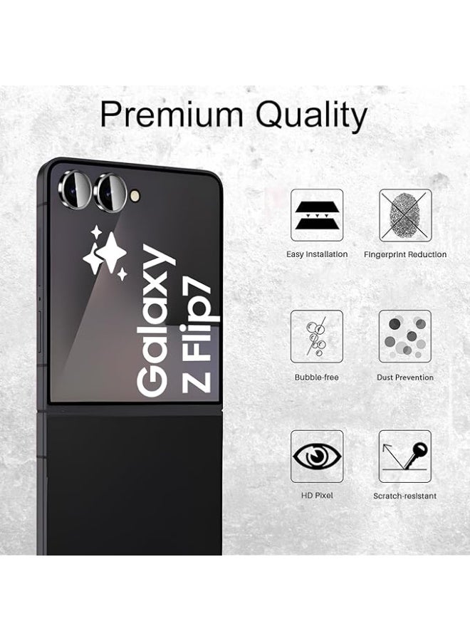 Camera Cover for Samsung Galaxy Z Flip 7 - Ring Camera Lens Protector, Scratch-Resistant HD Clarity Ultra-Thin 9H Tempered Glass with Alloy Metal & Best Camera Protection - Image 5
