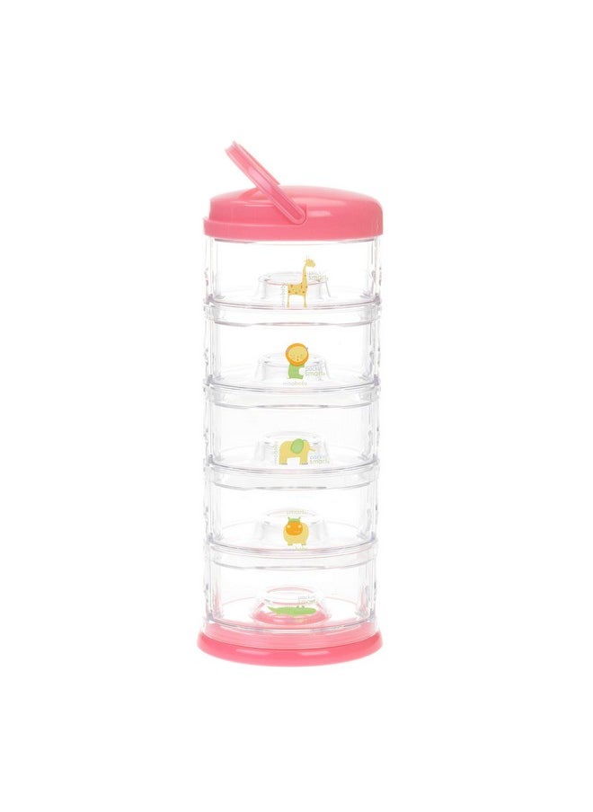 إنو بيبي مجموعة Innobaby Packin' Smart لتخزين الأطعمة والوجبات الخفيفة للأطفال والمزيد، قابلة للتكديس وقابلة للحمل. مجموعة من 5 حاويات قابلة للتكديس بنكهة الفراولة. خالية من مادة BPA.  - Image 1