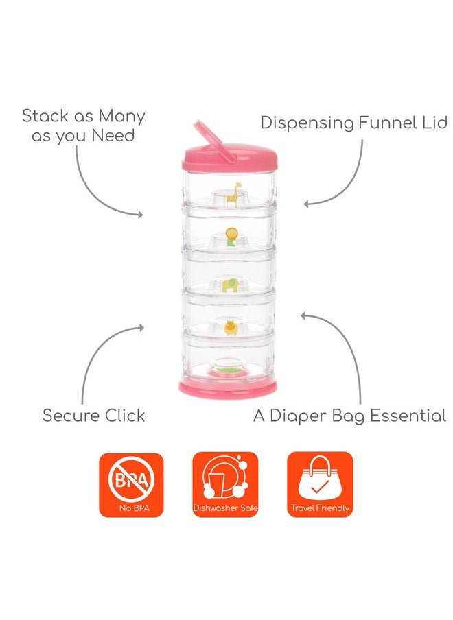إنو بيبي مجموعة Innobaby Packin' Smart لتخزين الأطعمة والوجبات الخفيفة للأطفال والمزيد، قابلة للتكديس وقابلة للحمل. مجموعة من 5 حاويات قابلة للتكديس بنكهة الفراولة. خالية من مادة BPA.  - Image 2