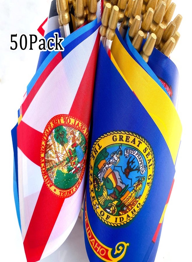 LyButty US 50 State Flags Set on Wood Stick Small Mini Hand Held Flags for Classroom,5x8 Inch - Image 5